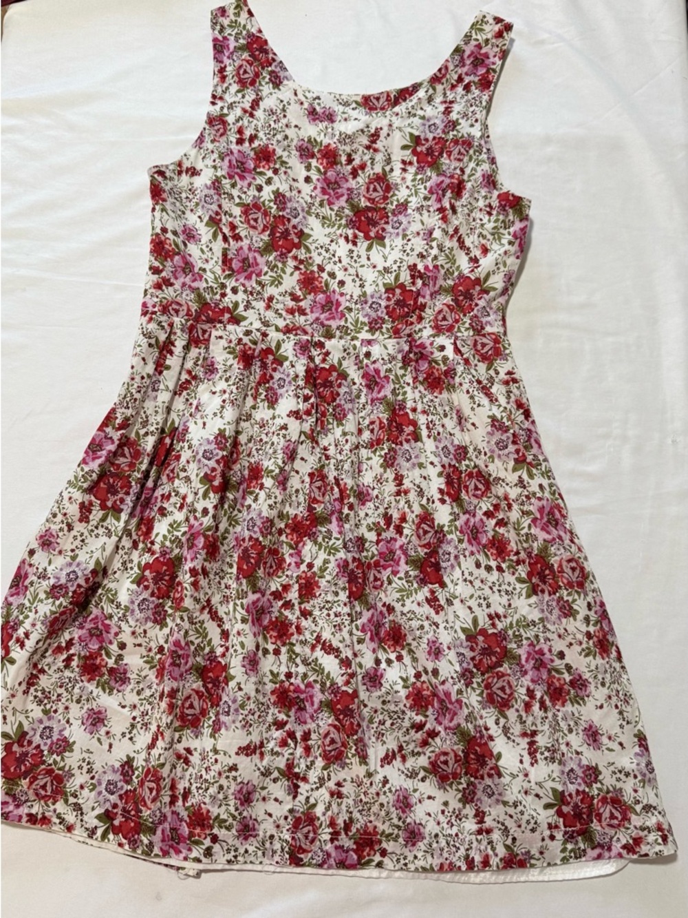 Vintage PRIMETIME Women’s Red & Pink Floral Sleeveless Lined Dress Size Large